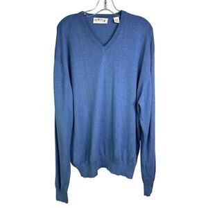 Orvis Sweater Mens‎ XL Slate Blue Long Sleeve V-neck Cotton Classic Staple
